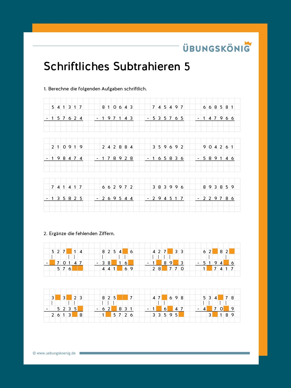 Schriftliche Subtraktion
