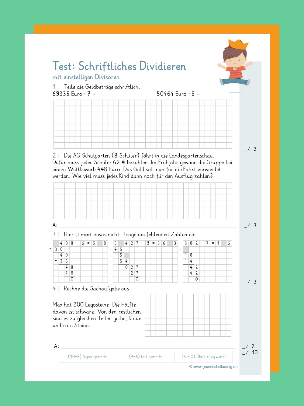 Schriftliche Division Arbeitsblätter Kostenlos