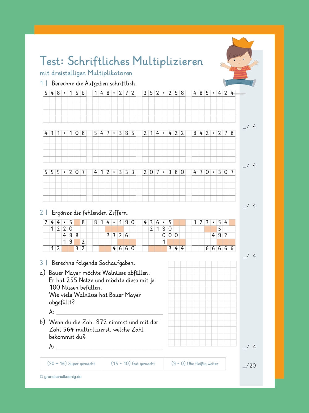 Schriftliche Multiplikation Arbeitsblätter Kostenlos