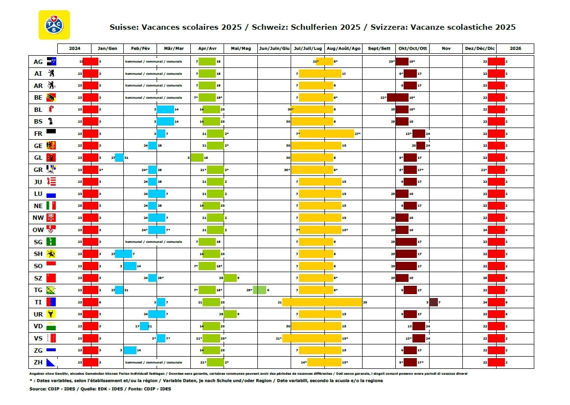 Schulferien Und Feiertage In Der Schweiz 2025 2026