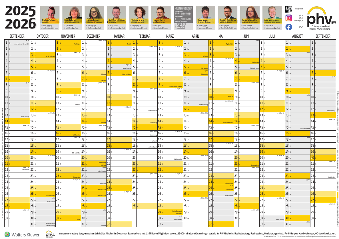 Schuljahreskalender PhV BW