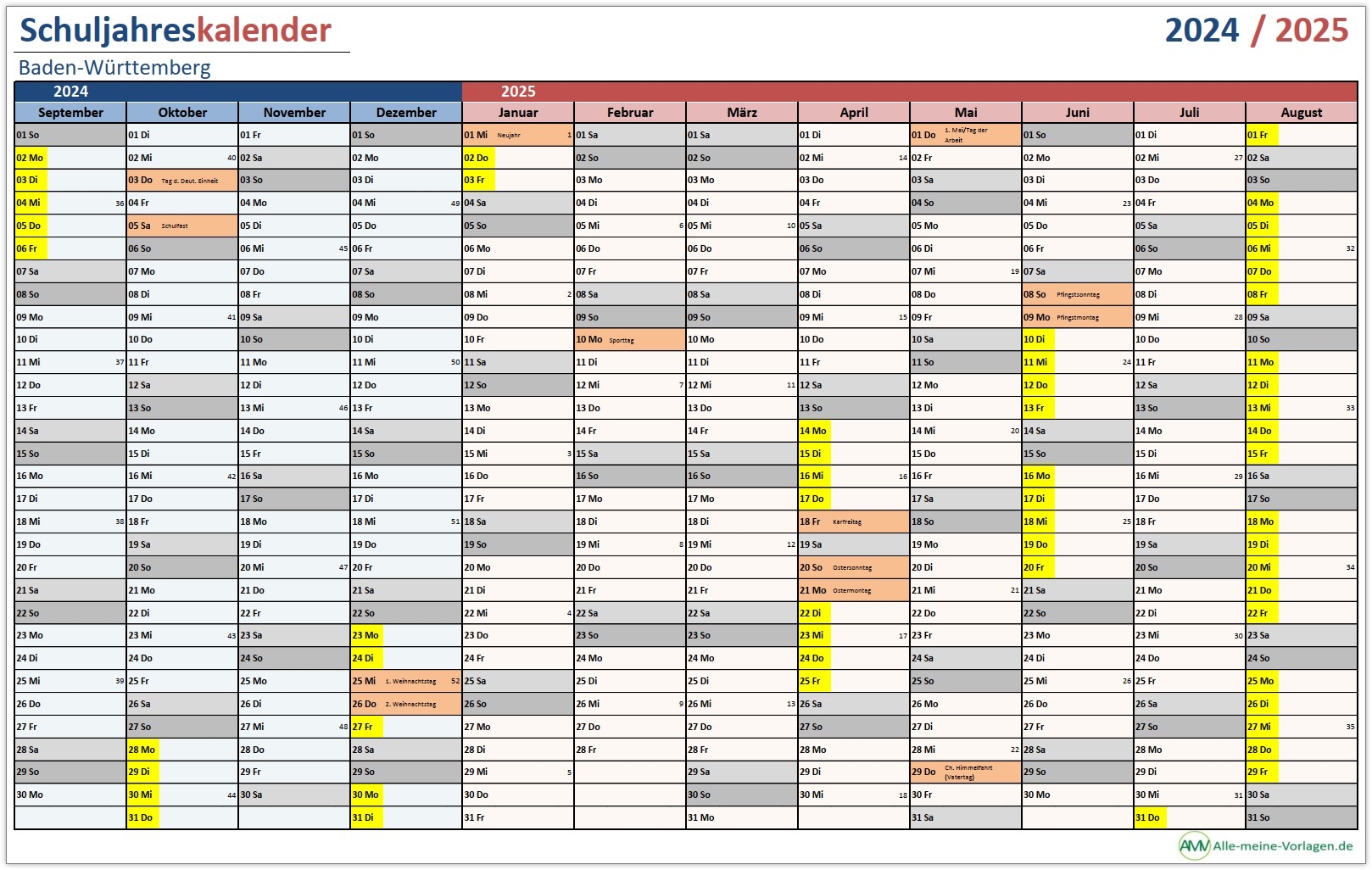 Ferienkalender 24 25
