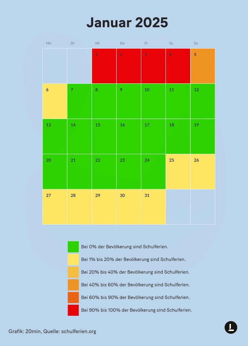 Kalender Schulferien Primarschule Zürich