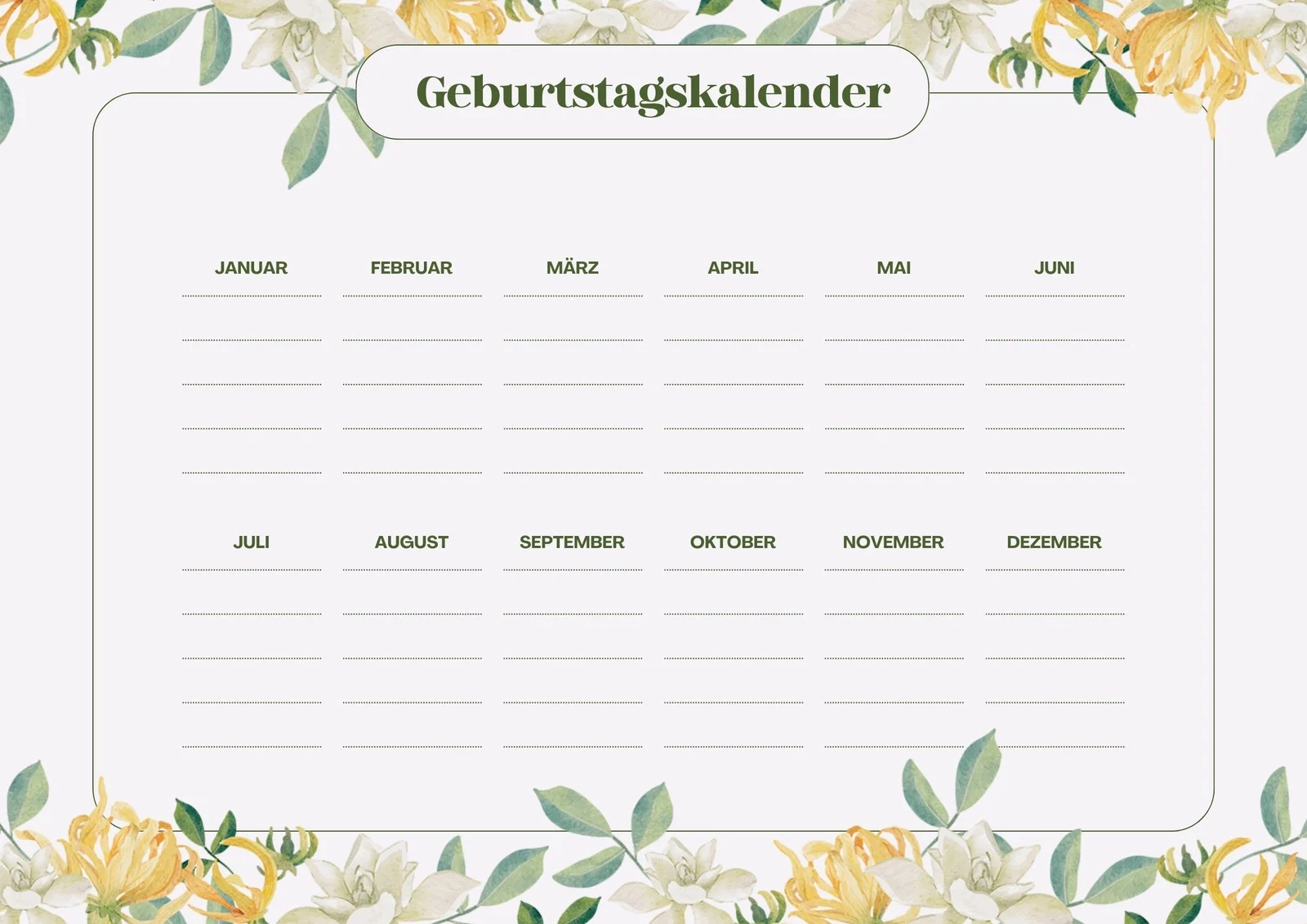 Geburtstagskalender Kostenlos Zum Ausdrucken Geburtstagskalender Kostenlos Zum Ausdrucken