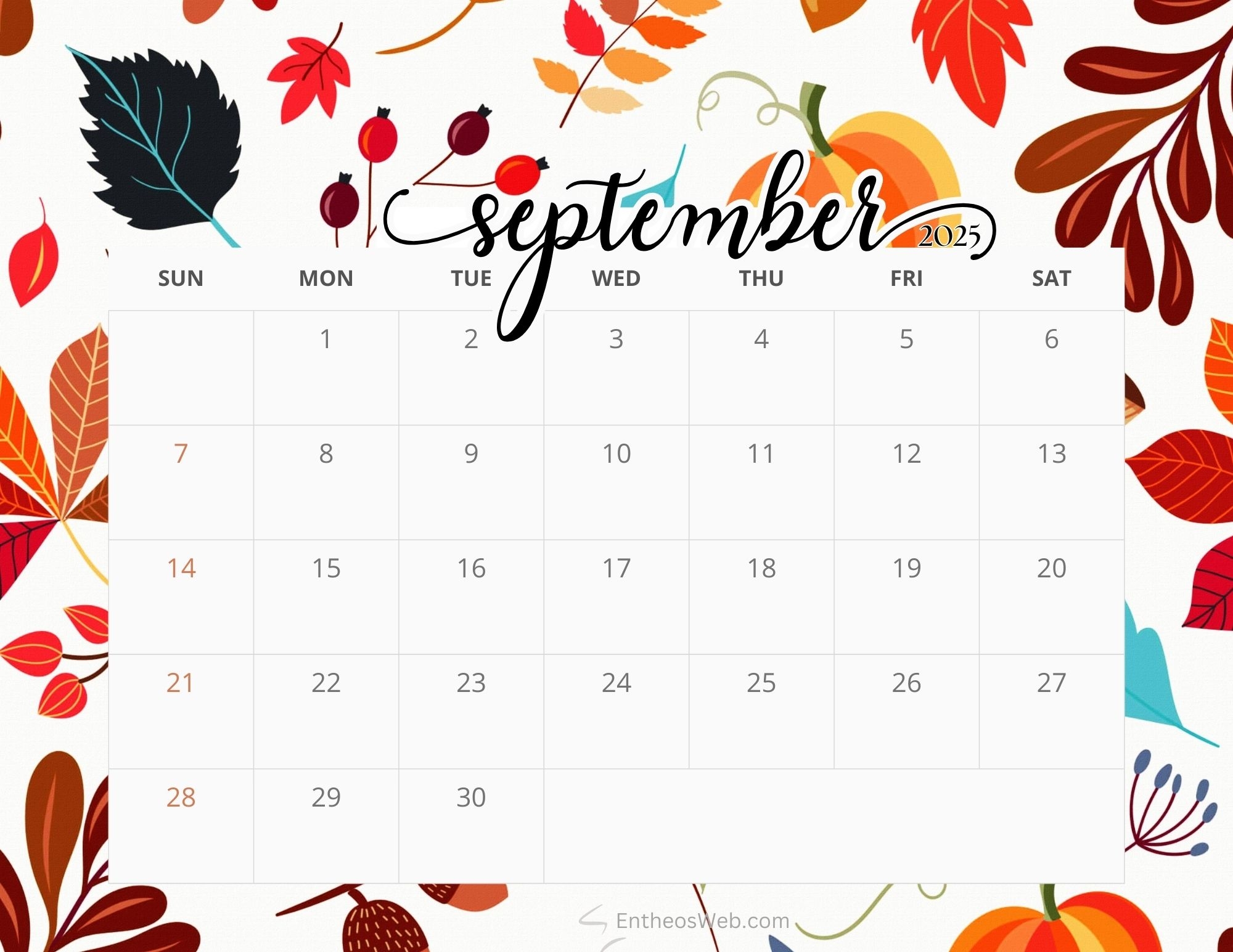 Kalender Septemnber 2025