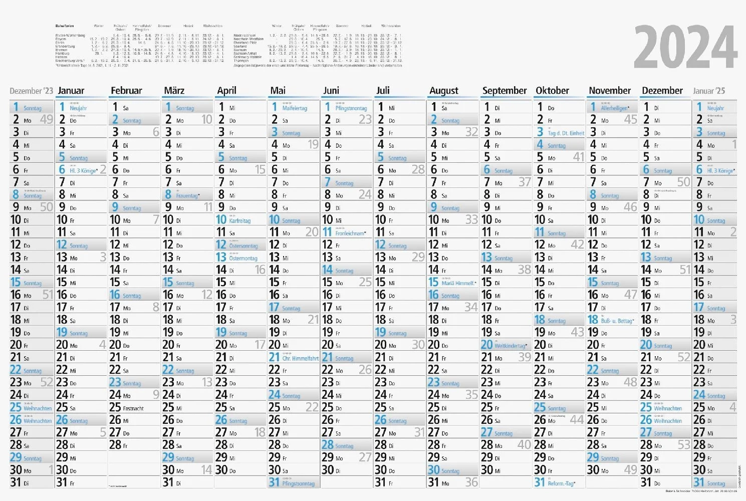 Kalender 2025 Zum Aus