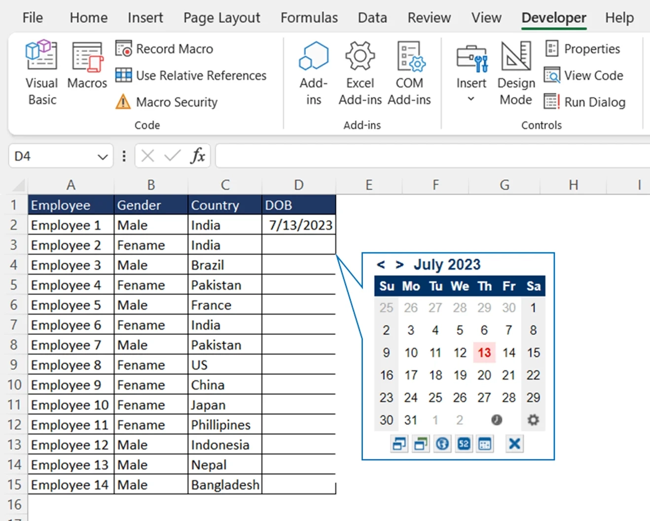 Show A Pop Up Calendar In MS Excel Like Google Sheets Quick And Easy 4 Steps TheDataLabs