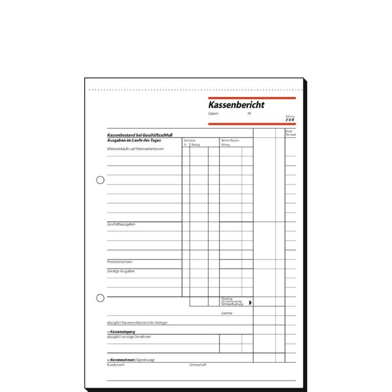Sigel Formularbuch Kassenbericht A5 50 Blatt