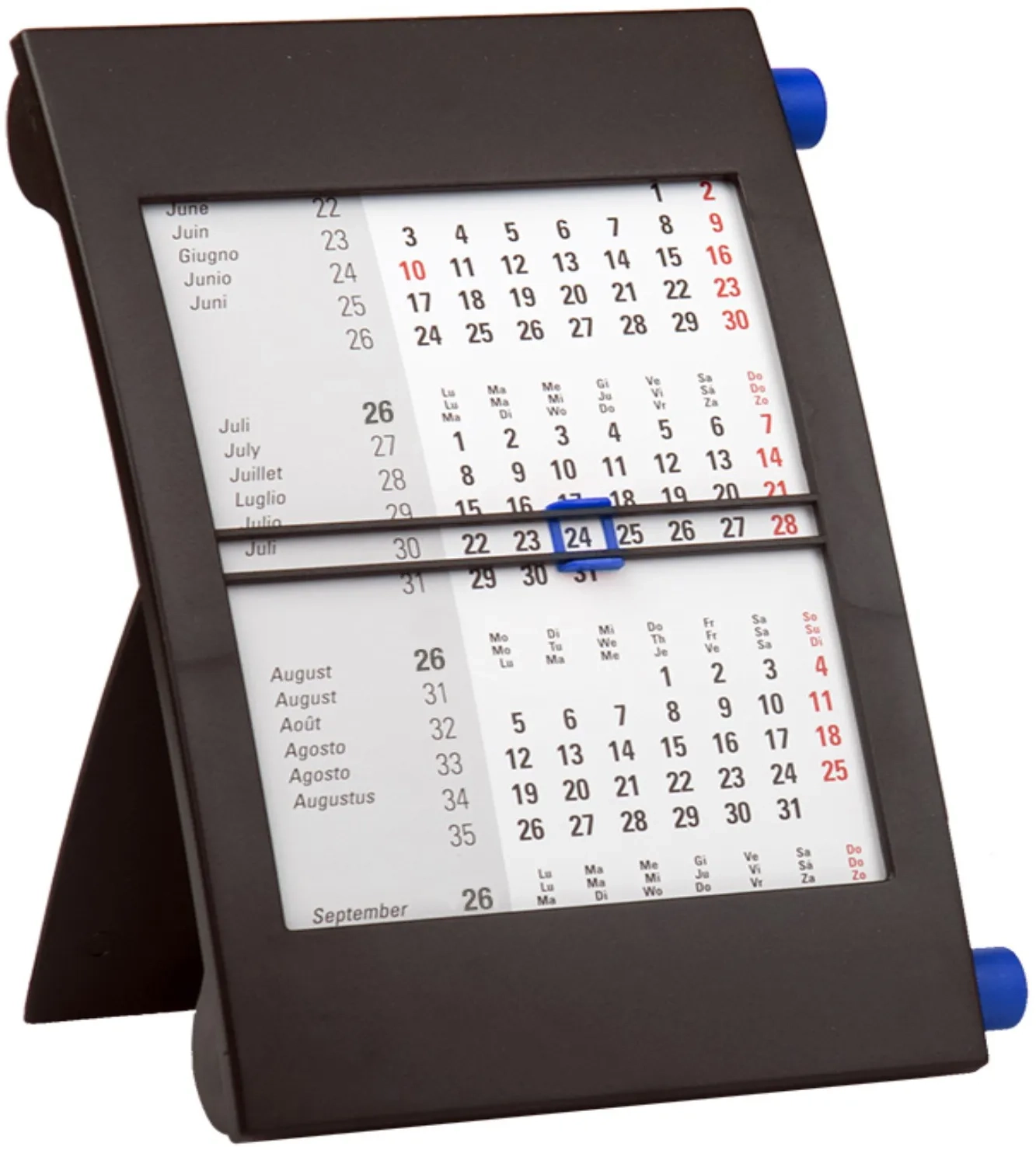 SIMPLEX 3 Monats Tischkalender 2026 27 50013 26 3M 1S Schwarz blau 11x18cm Office World Trade AG
