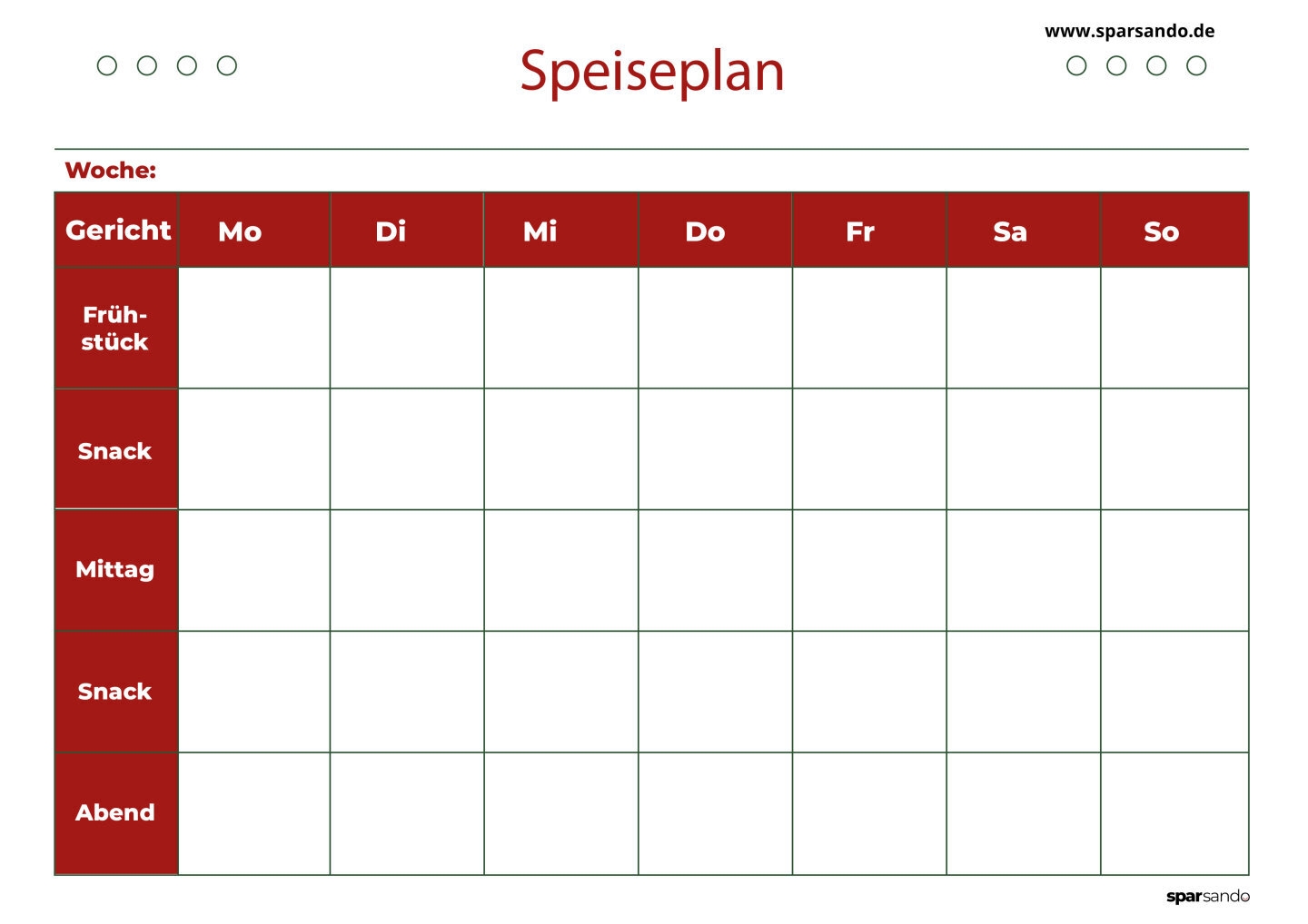 Speiseplan Zum Ausdrucken Jetzt Downloaden