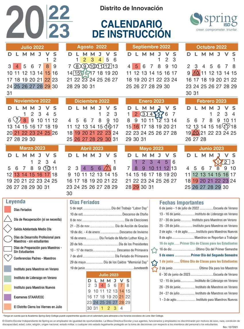 Spring ISD Board Of Trustees Approves 2022 23 Instructional Calendar Spring ISD News Blog
