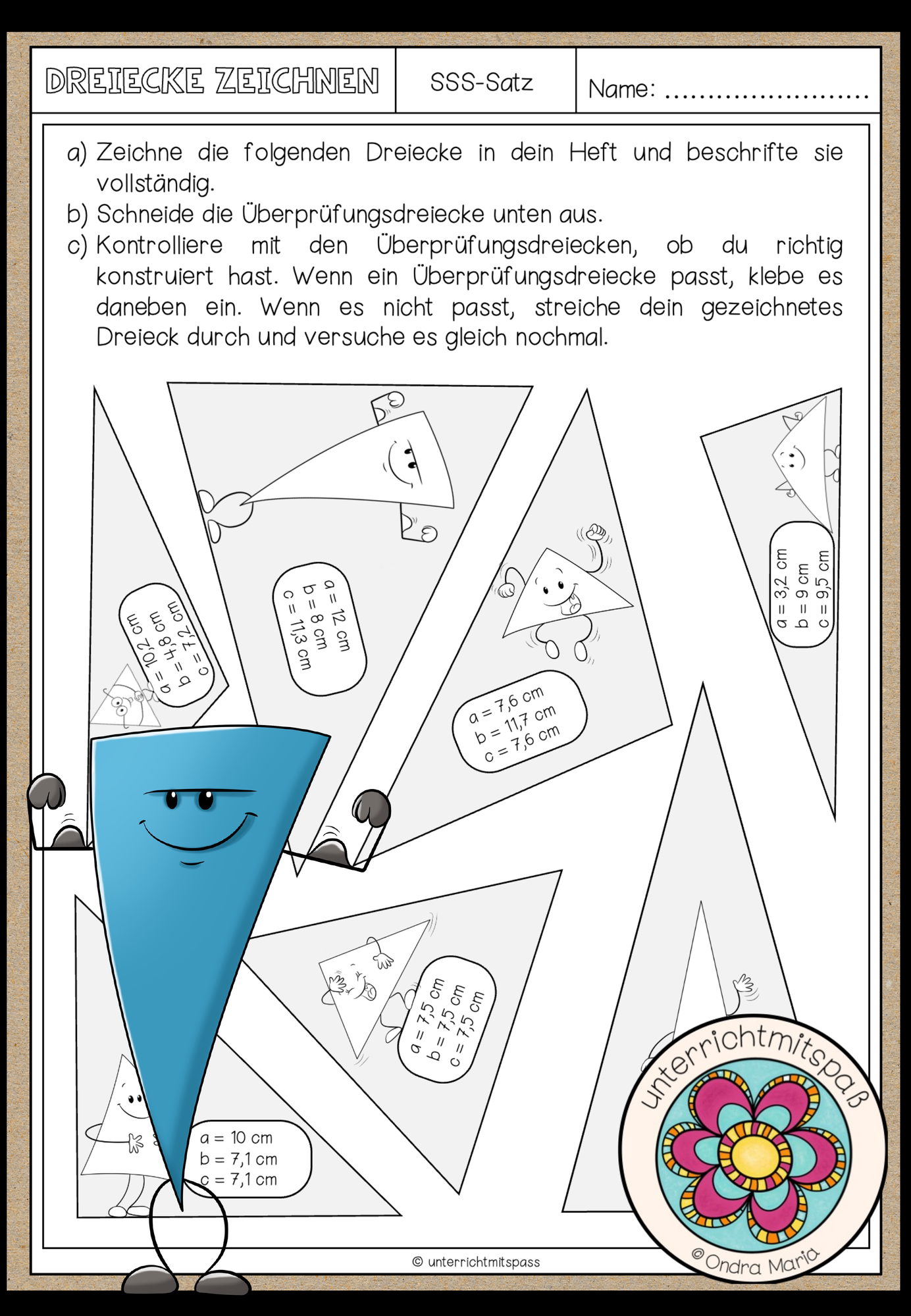 SSS SATZ Dreiecke Konstruieren Arbeitsblatt Unterrichtsmaterial Im Fach Mathematik