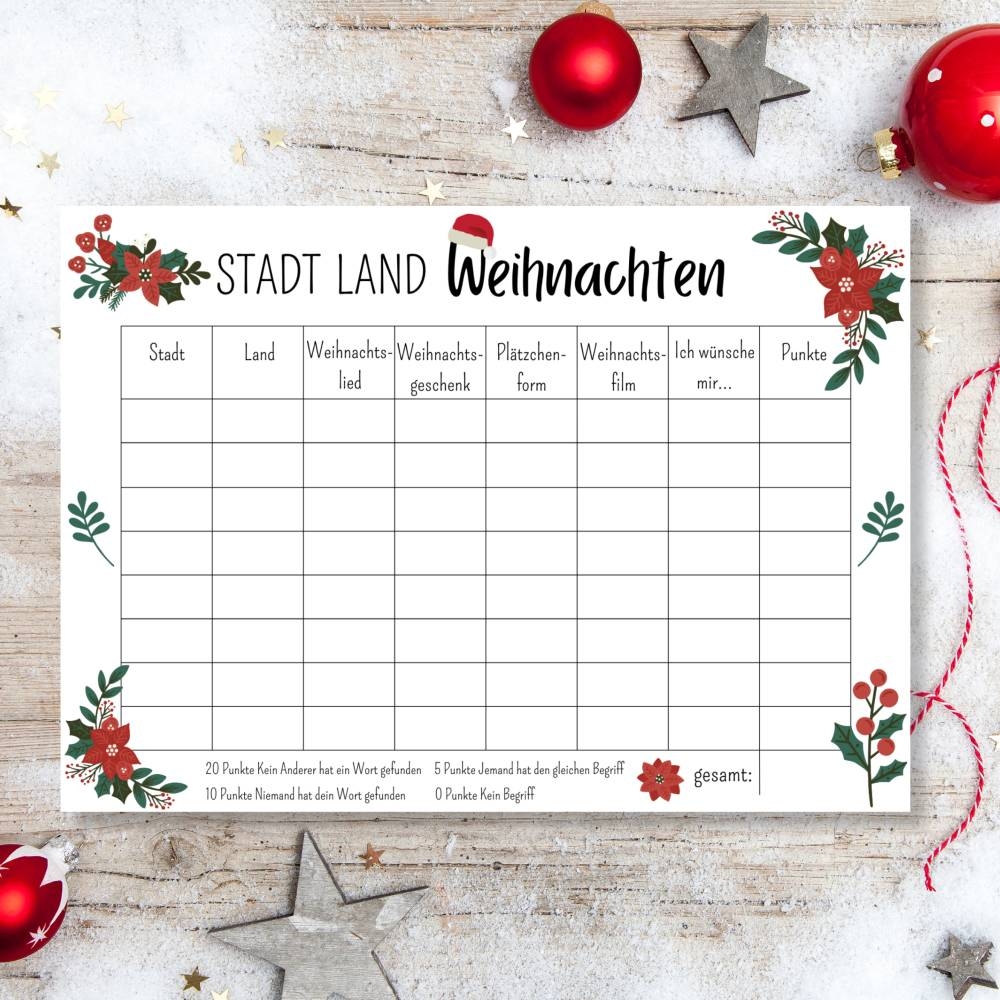 Stadt Land Weihnachten Spiel Zum Ausdrucken Sch ne Spielidee F r Das Weihnachtsfest Stadt Land Weihnachten Spiel Zum Ausdrucken Sch ne Spielidee F r Das Weihnachtsfest