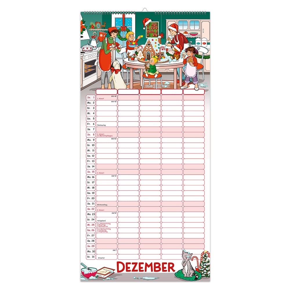 Streifenkalender 2024 Cartoon Familienkalender Lingenverlag de