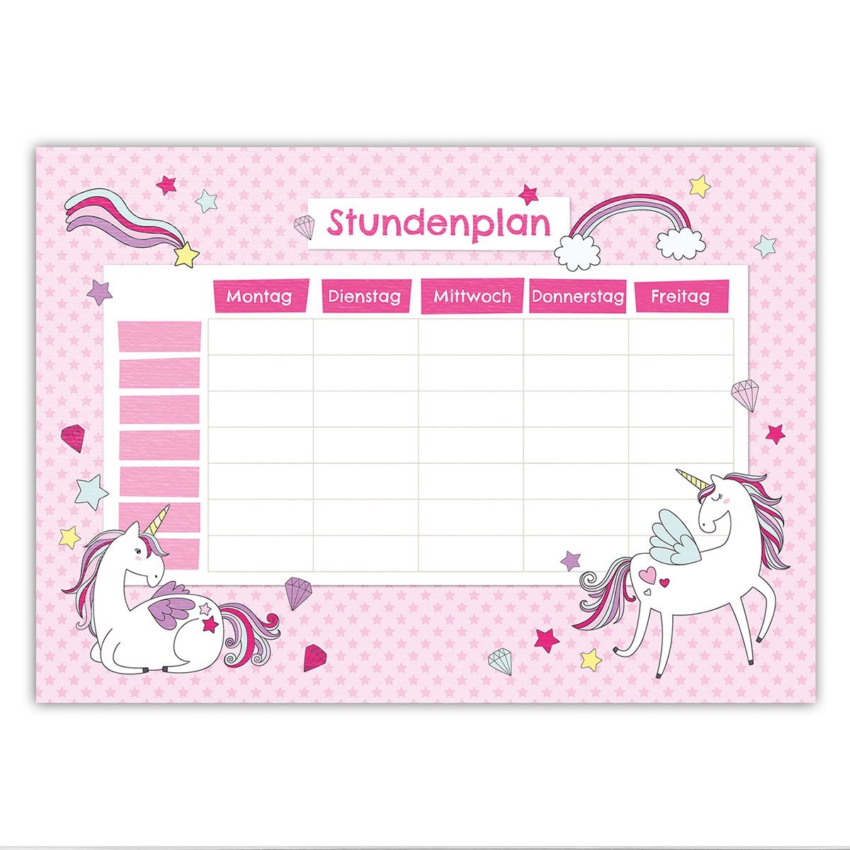 Stundenplan Bl cke DIN A4 Einhorn Papierdrachen