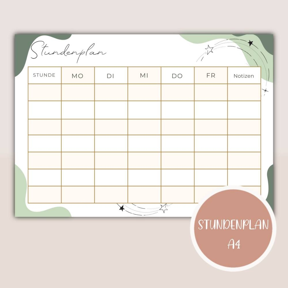 Stundenplan Zum Ausdrucken A4 Planer Listen Printables