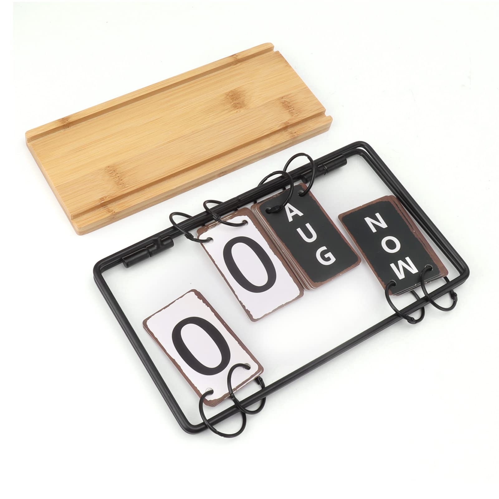 Syrisora Schreibtisch Kalender Mit Rahmen Aus Eisen Basis Aus Holz Ewiger Kalender Mit Tabellen Monat Datum Woche Amazon de B robedarf Schreibwaren