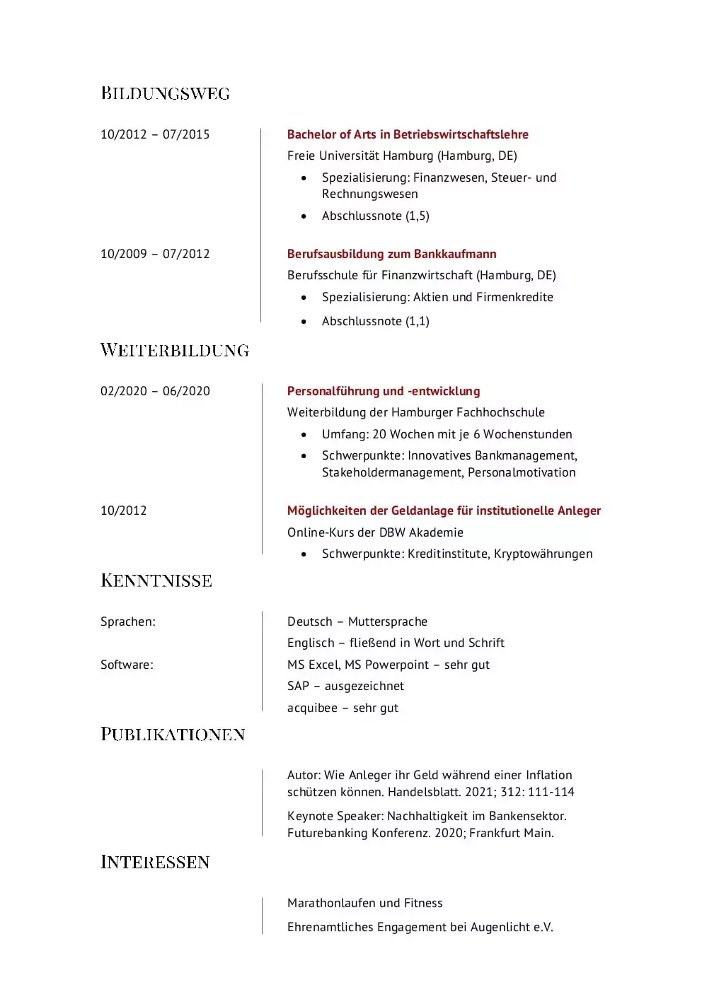 Tabellarischer Lebenslauf Vorlage Muster Word 