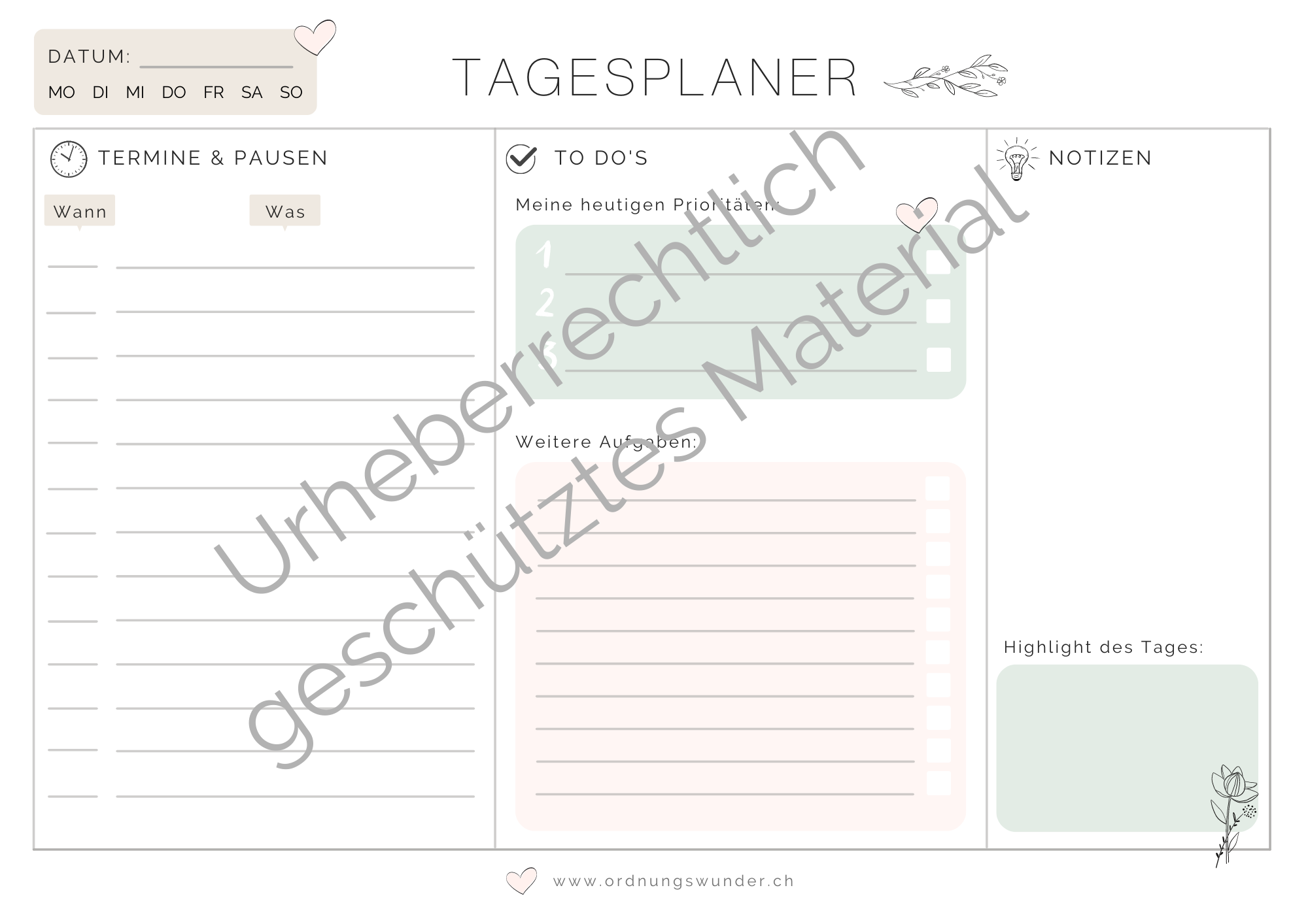Kalender Für Die Woche Zum Ausdrucken
