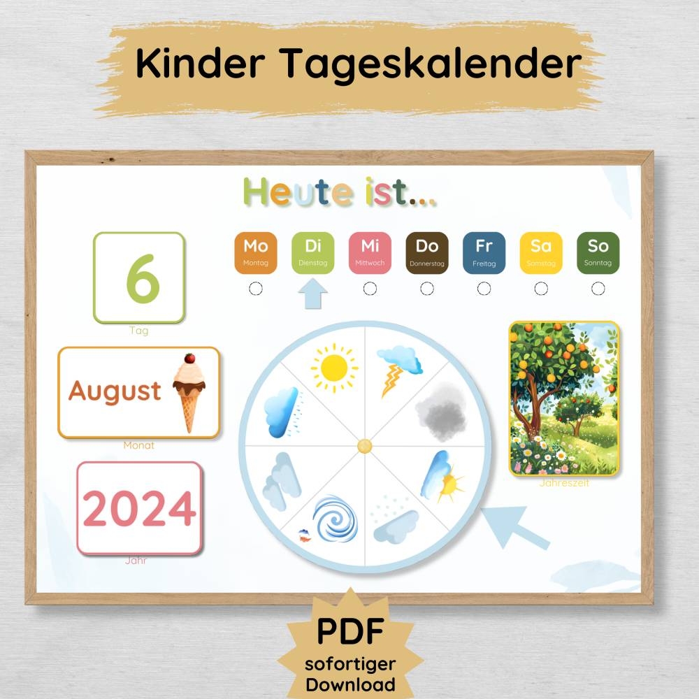 Tageskalender F r Kinder Zum Ausdrucken Inkl Wetterrad Kinder Kalender