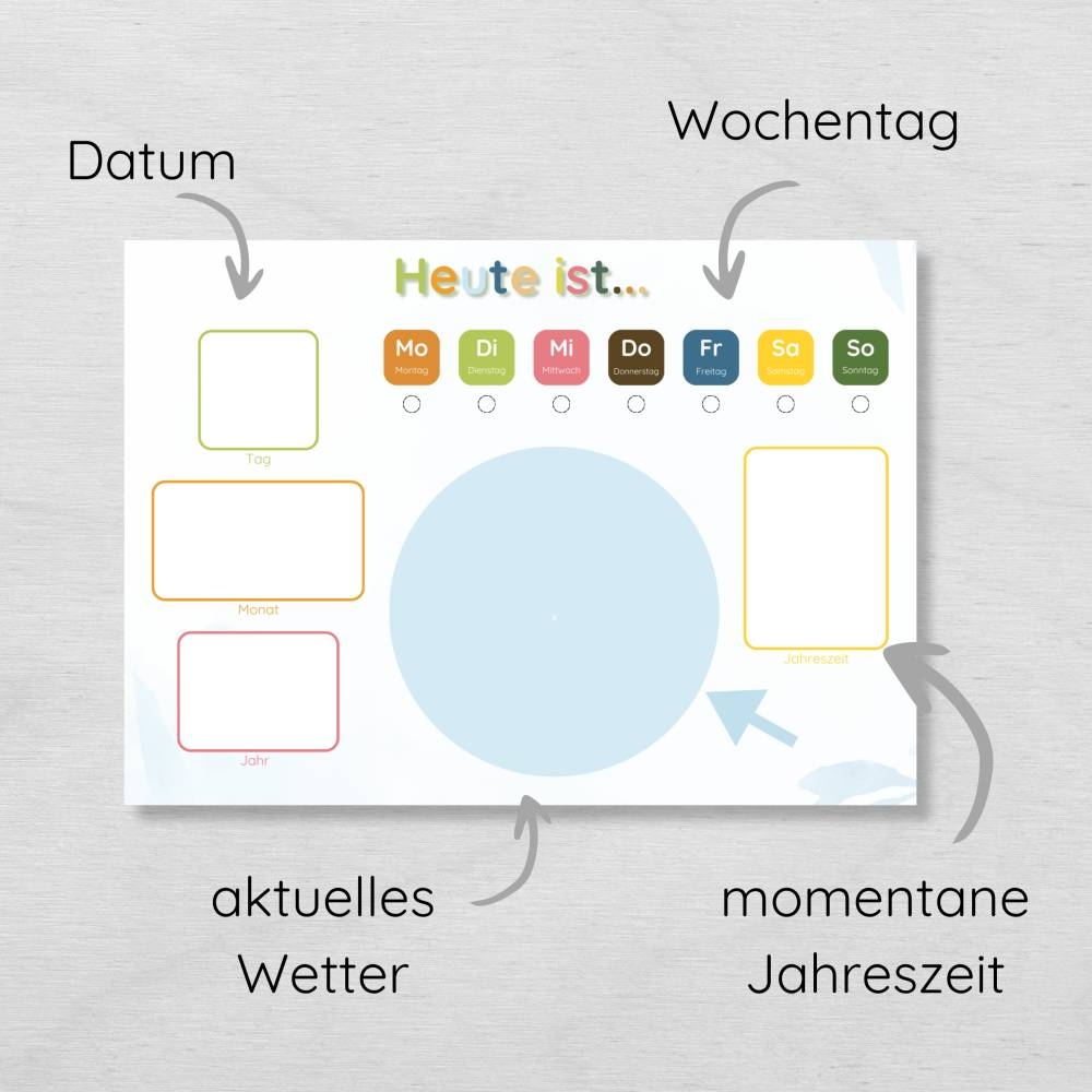 Tageskalender F r Kinder Zum Ausdrucken Inkl Wetterrad Kinder Kalender