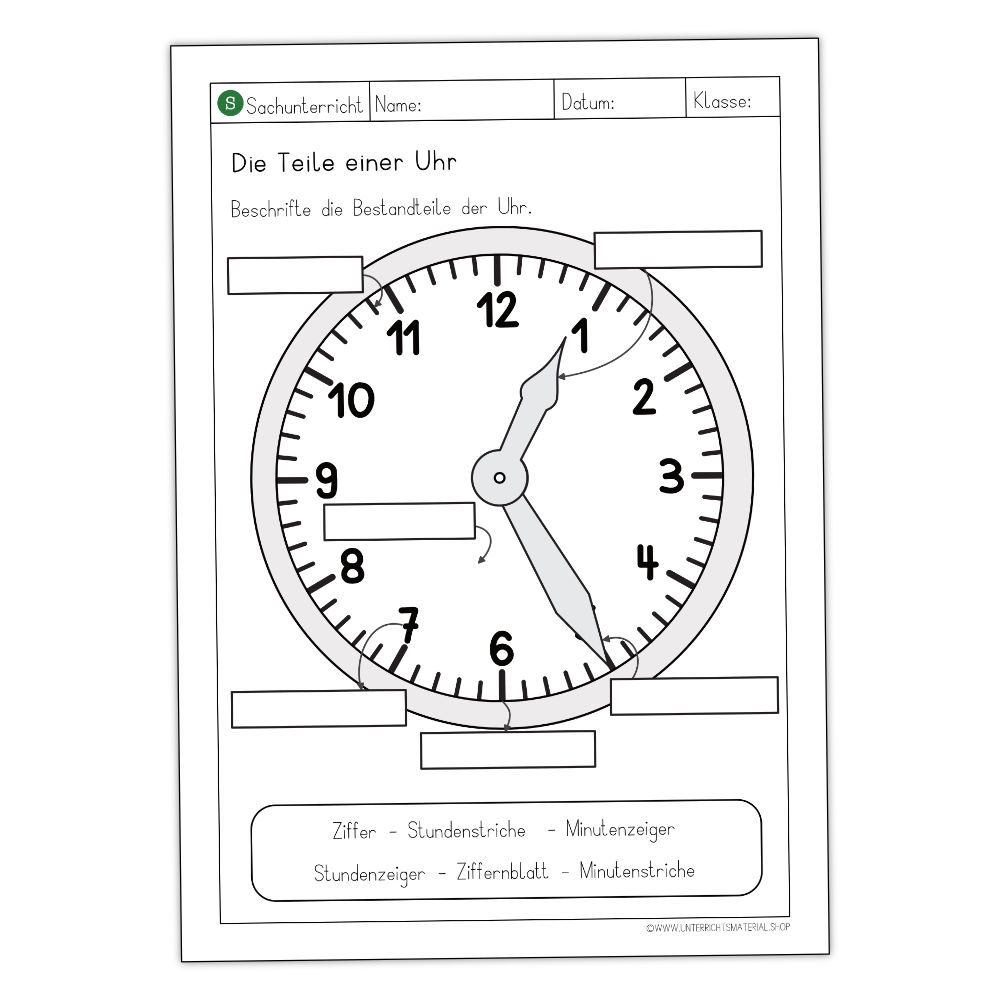 Arbeitsblätter Grundschule Uhr Lernen