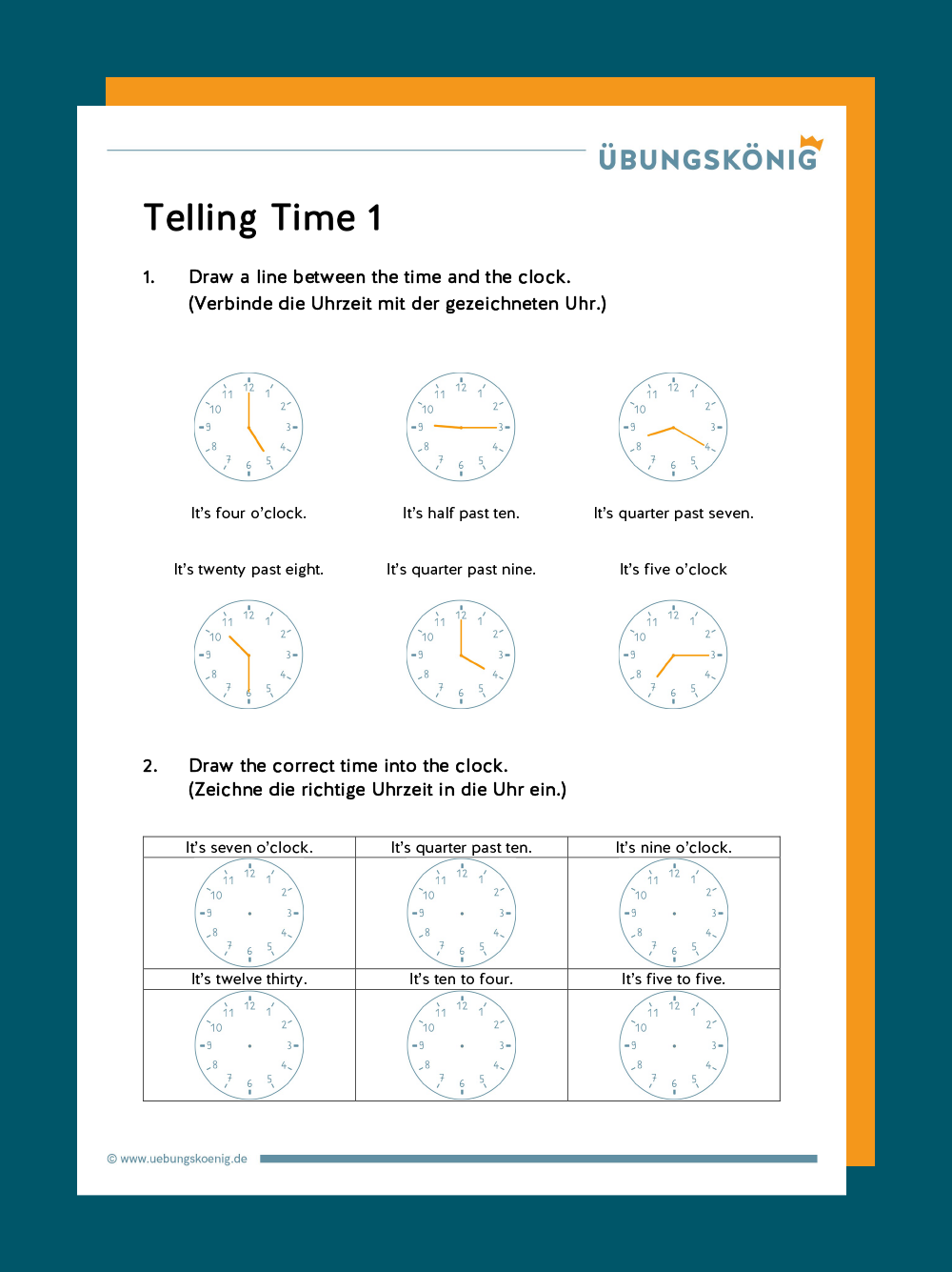 Telling Time Die Uhrzeit Im Englischen