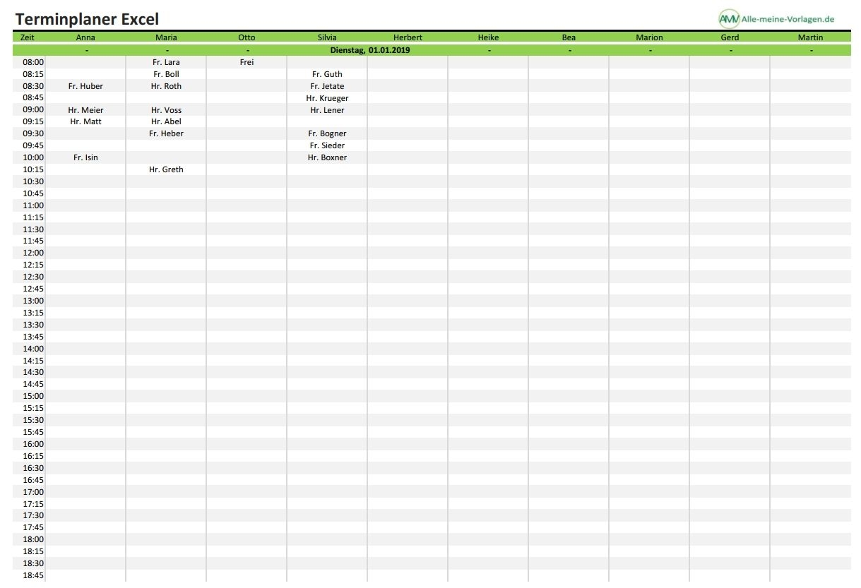Terminplaner Als Excel Vorlage Alle meine Vorlagen de