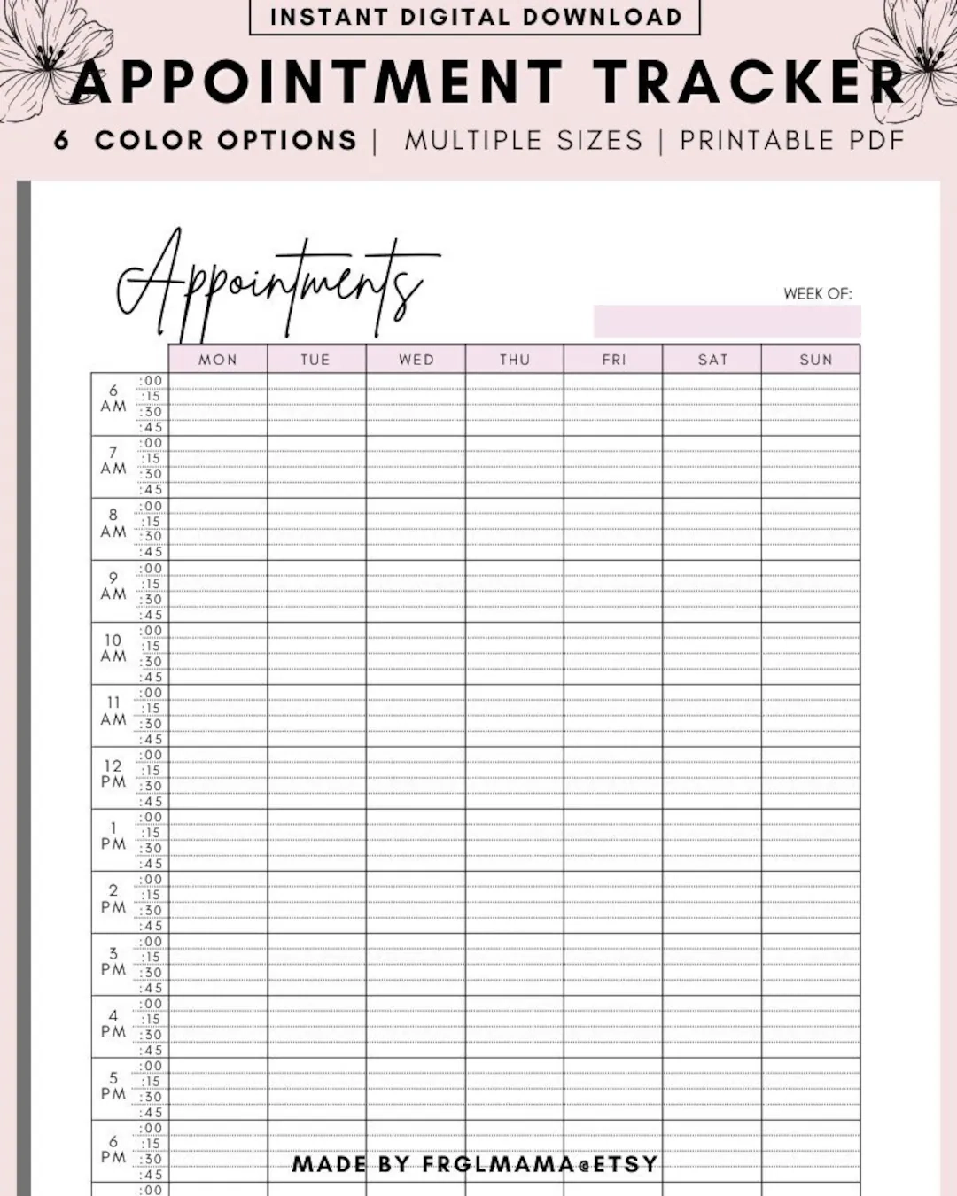 Terminplaner Zum Ausdrucken 15 Minuten Interval Terminplaner Terminerinnerung Meeting Tracker A4 A5 LETTER PDF Etsy de