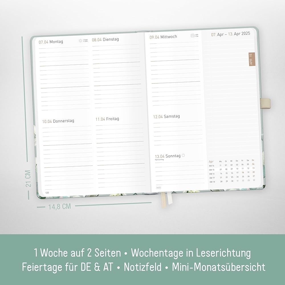The Family Plan H fft Ch ff Timer 2025 2026 Premium Kalender A5 Minty Leaves Kalender 2026