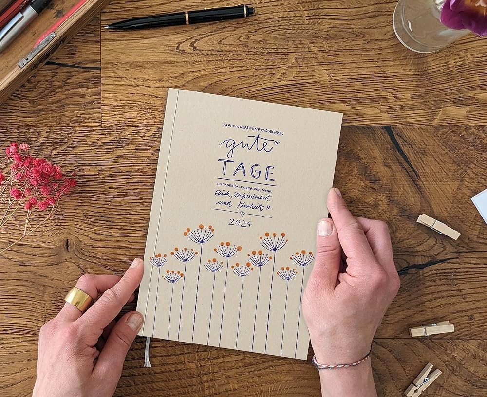 Time Calendar A5 365 Good Days Calendar 2022 Day Planner With Reading Tape For More Attention 1 Day Per Page Day Calendar Notebook And Scheduling Soft Cover Cream Blue Climate Neutral FSC 
