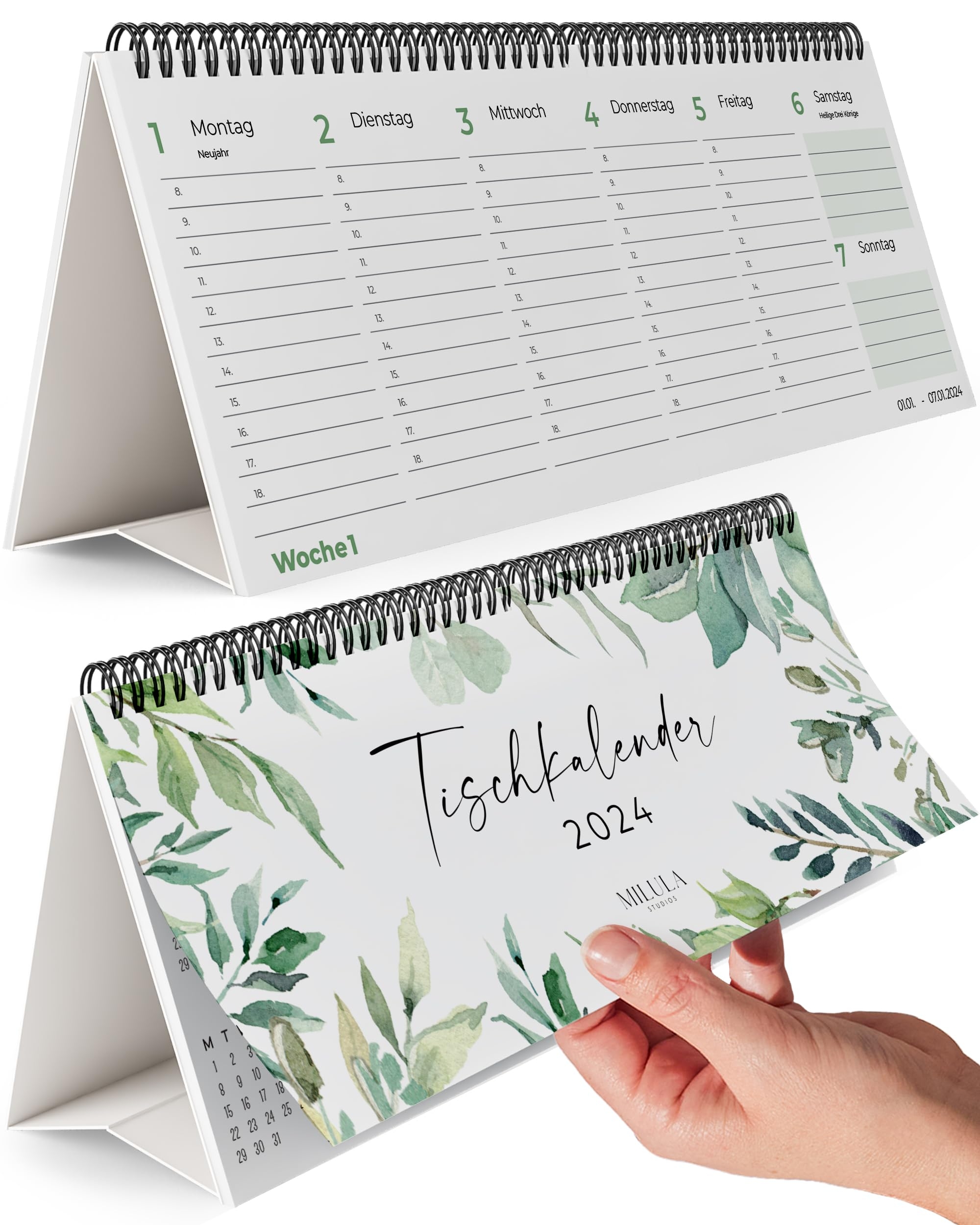 Tischkalender 2024 Wochenplaner F r Mehr Organisation Und Produktivit t Wochenkalender F r Schreibtisch Kalender 2024 Tischkalender 2024 Quer Stehkalender 2024 Eukalyptus Amazon de B robedarf Schreibwaren
