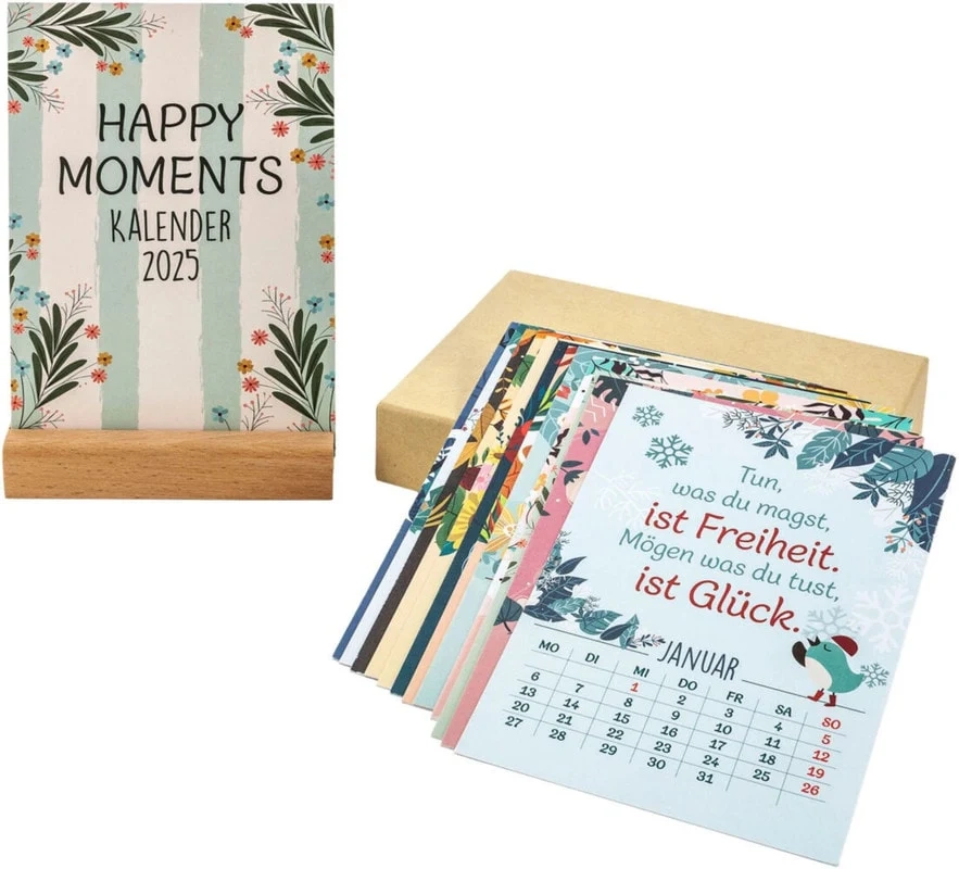 Tischkalender Happy Moments Mit Holzaufsteller 2025 Weltbild Liquidation ch