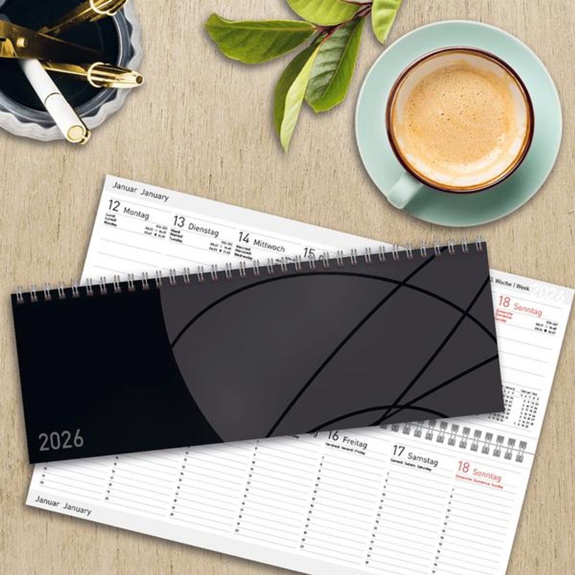 Tischkalender Quer Professional Colourlux 2026 Schwarz Kalender Jpc de