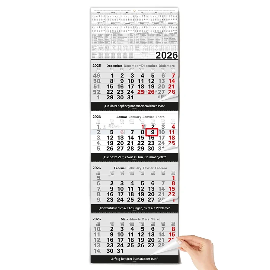 TOBJA 4 Monatskalender 2026 Wandkalender Mit Schieber Und Verst rkter Aufh ngung bersichtlicher Kalender 2026 Wandkalender F r B ro Und Zuhause 96 X 33 Cm Amazon de B robedarf Schreibwaren