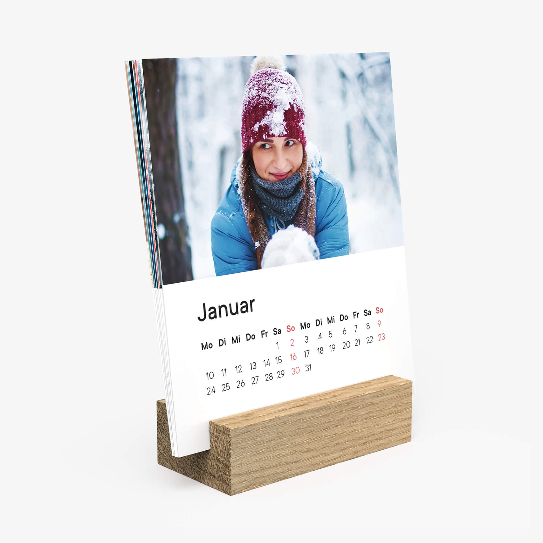 Trendiger Tischkalender Mit Aufsteller Aus Holz Ifolor