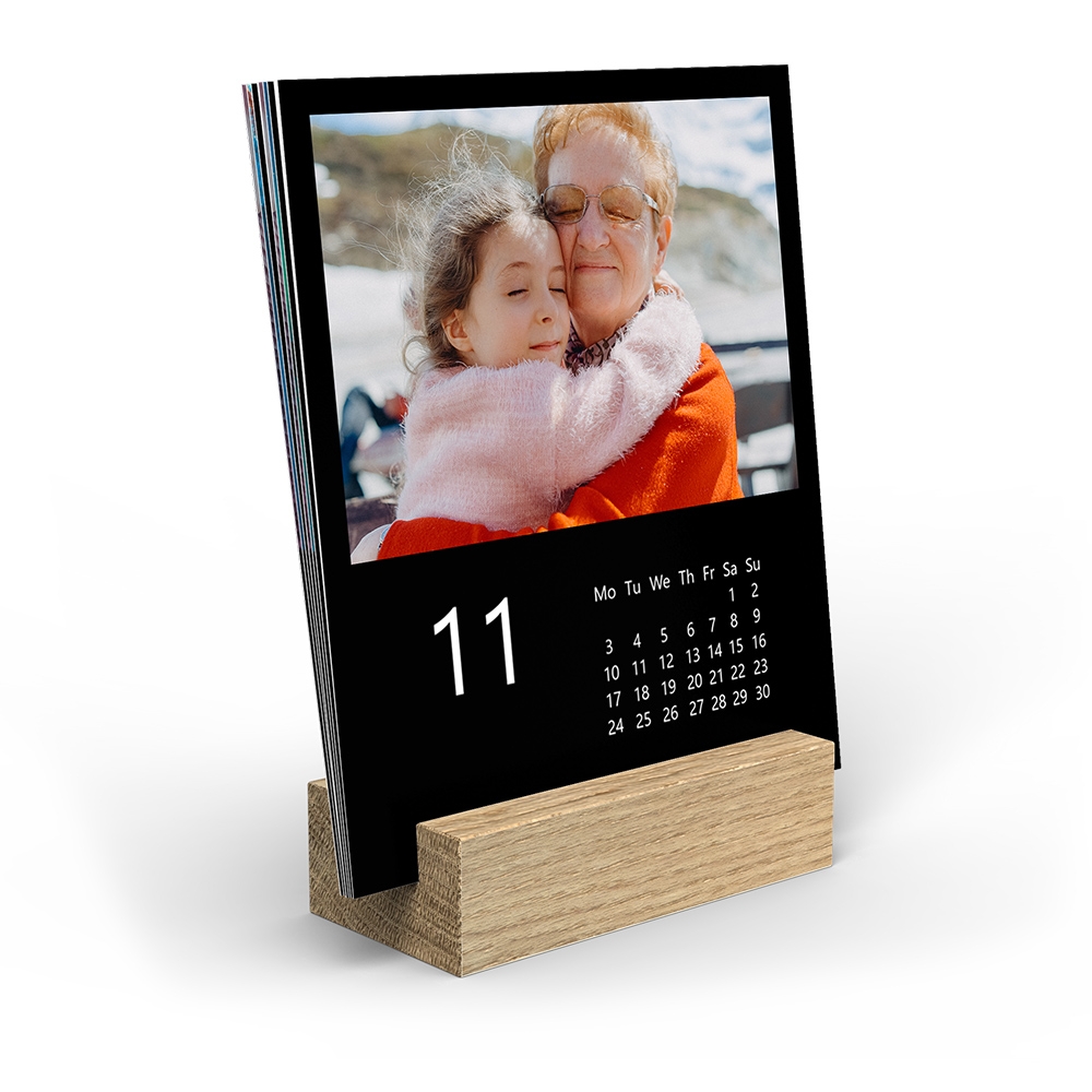 Trendiger Tischkalender Mit Aufsteller Aus Holz Ifolor