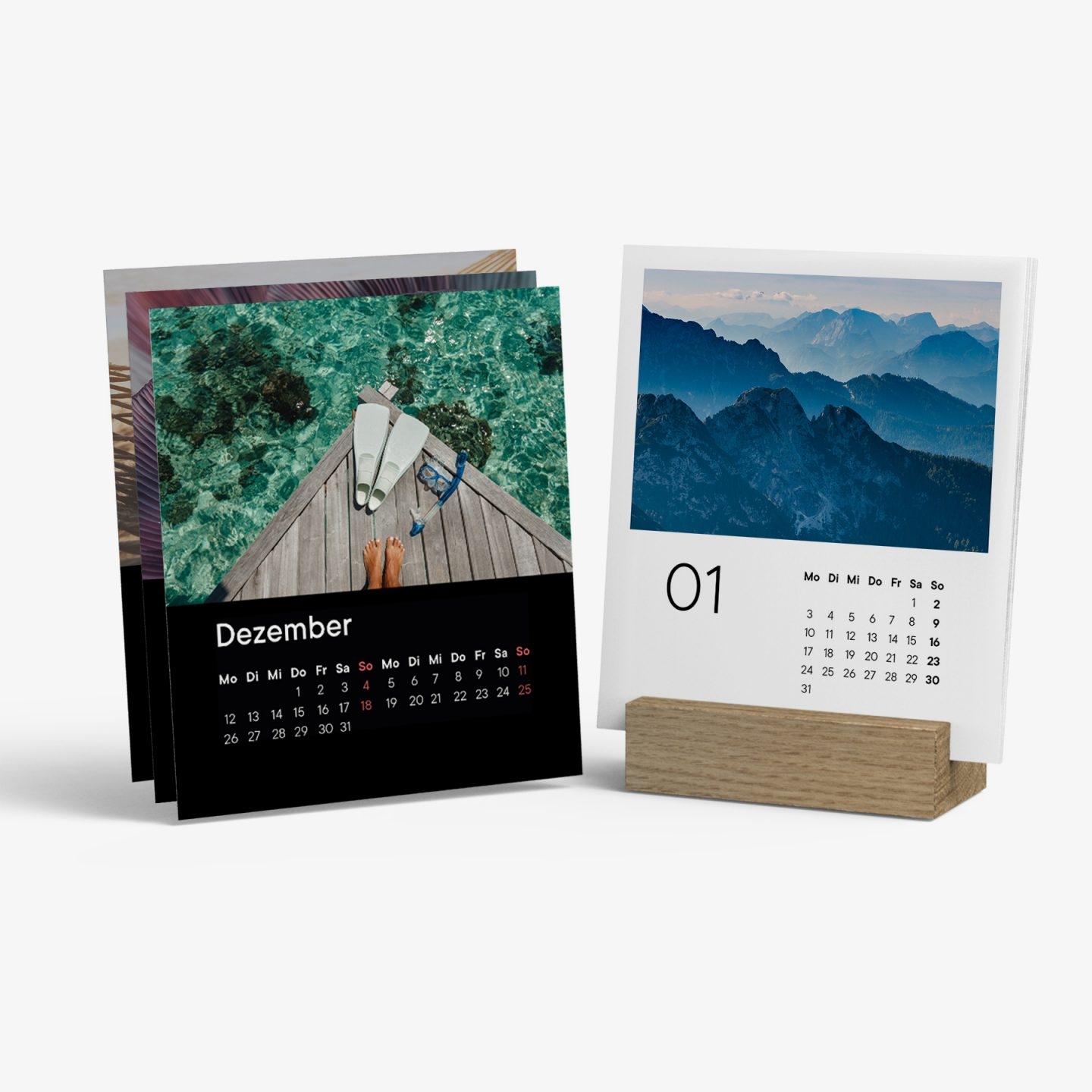 Trendiger Tischkalender Mit Aufsteller Aus Holz Ifolor