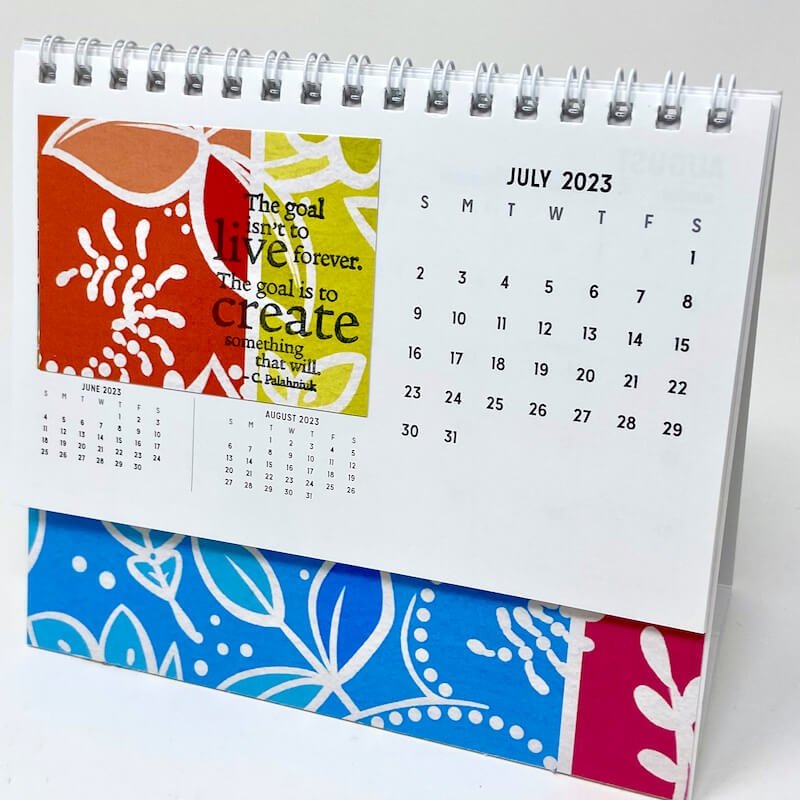 Upcycled Calendar Featuring The Whimsy Quad Print Club Scrap