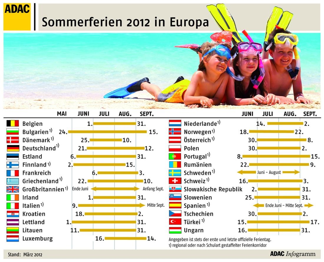 Ferienkalender Europa November