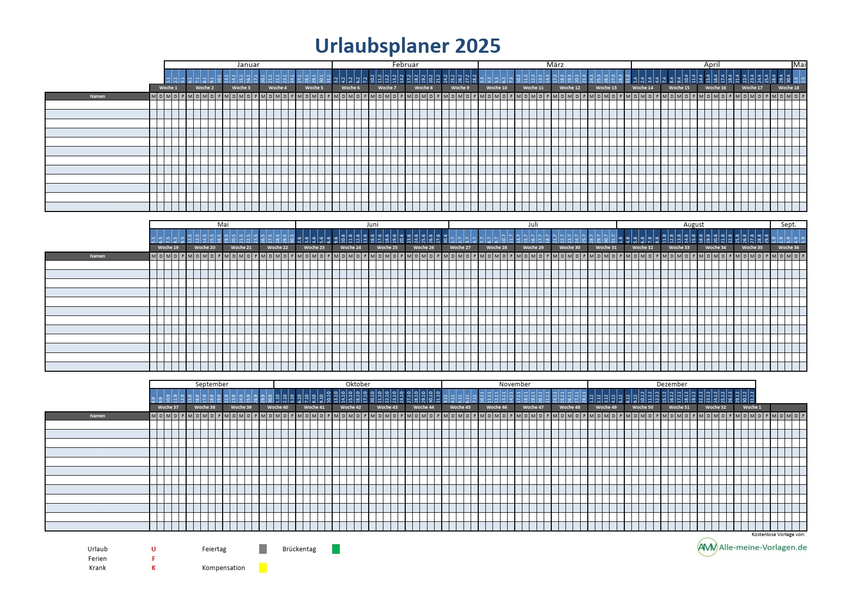 Urlaubsplaner 2025 Kostenlose Vorlage F r Excel Alle meine Vorlagen de