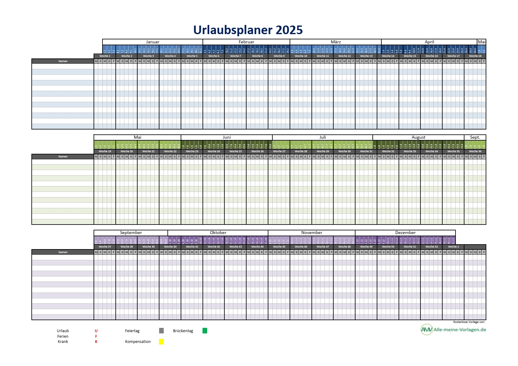 Urlaubsplaner 2025 Kostenlose Vorlage F r Excel Alle meine Vorlagen de