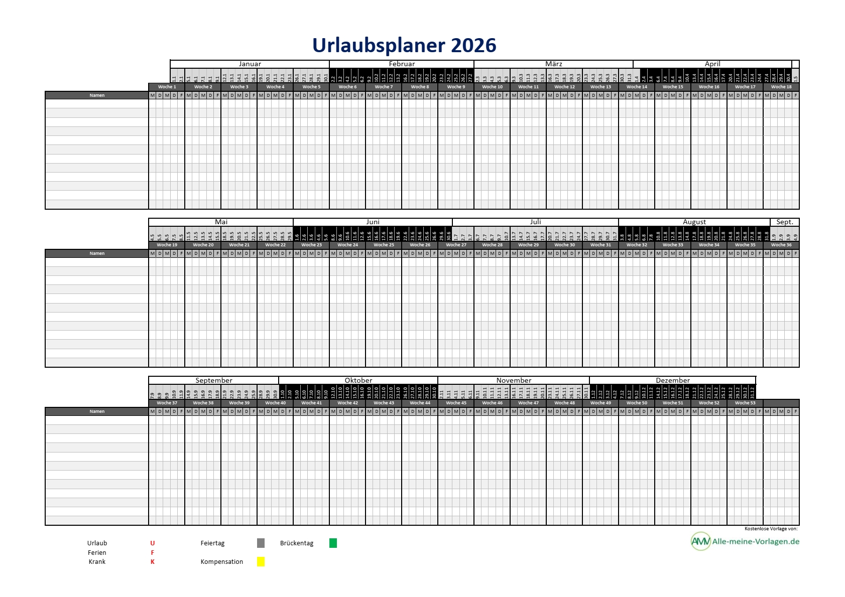 Urlaubsplaner 2026 Kostenlose Vorlage F r Excel Alle meine Vorlagen de