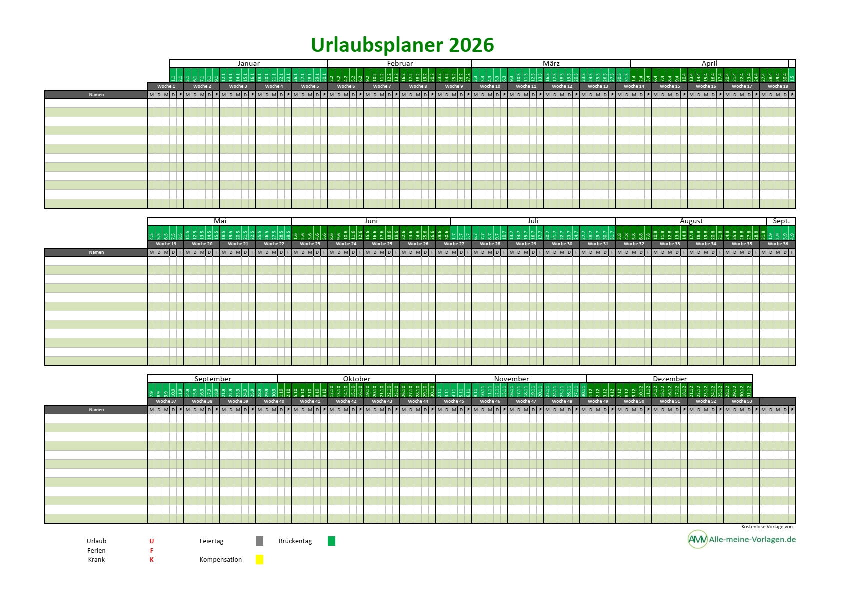 Urlaubsplaner 2026 Kostenlose Vorlage F r Excel Alle meine Vorlagen de