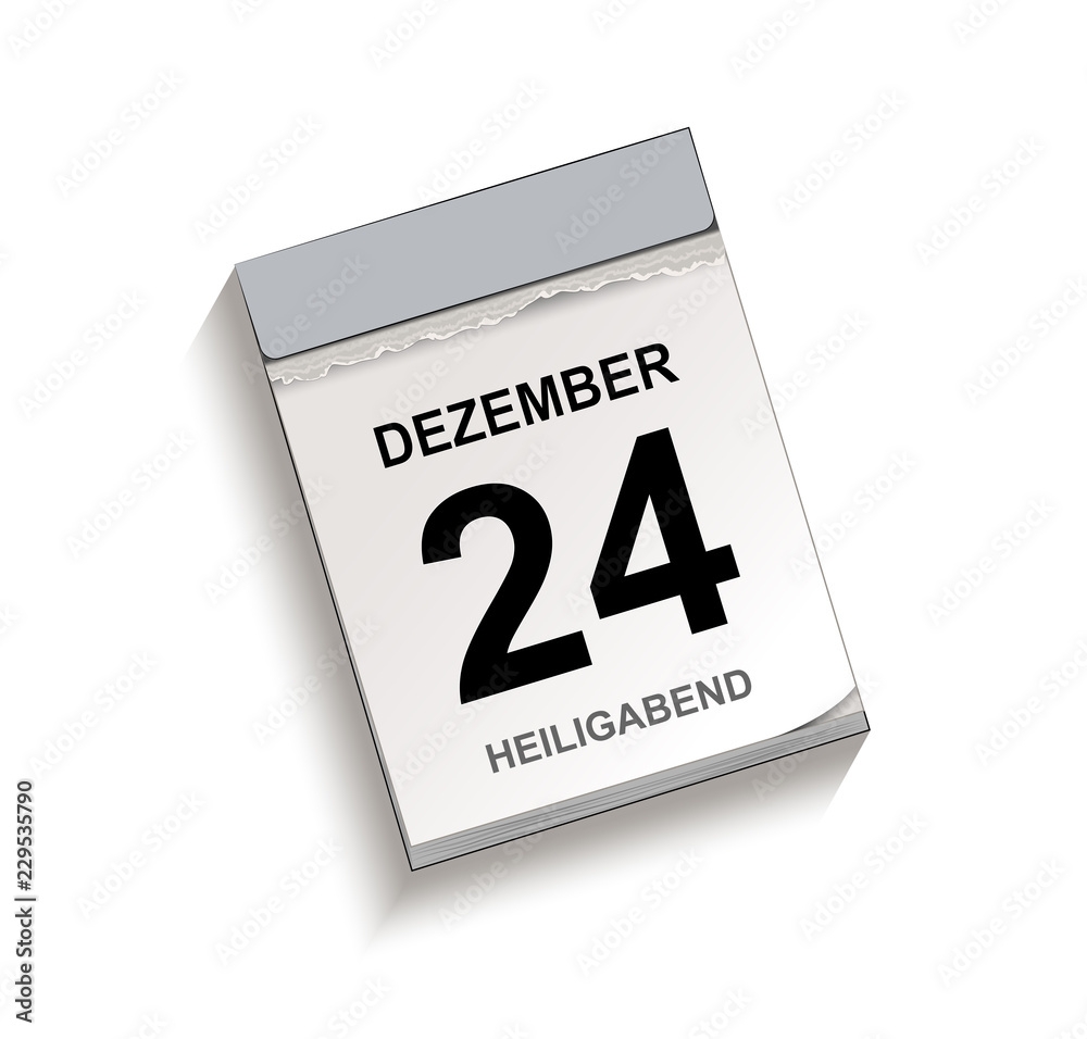 Vector De Stock Kalender Dezember 24 Heiligabend Kalender Abrei kalender Mit Datum 24 Dezember Vektor Illustration Isoliert Auf Wei em Hintergrund Adobe Stock
