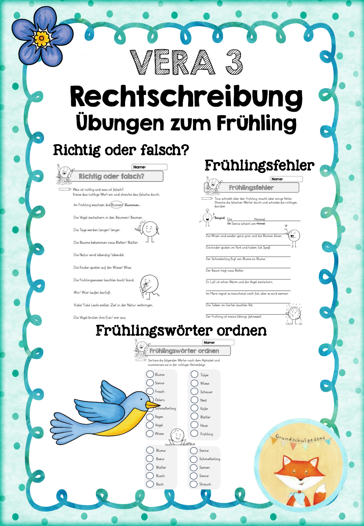 VERA 3 Rechtschreib bungen Zum Thema Fr hling Unterrichtsmaterial Im Fach Deutsch