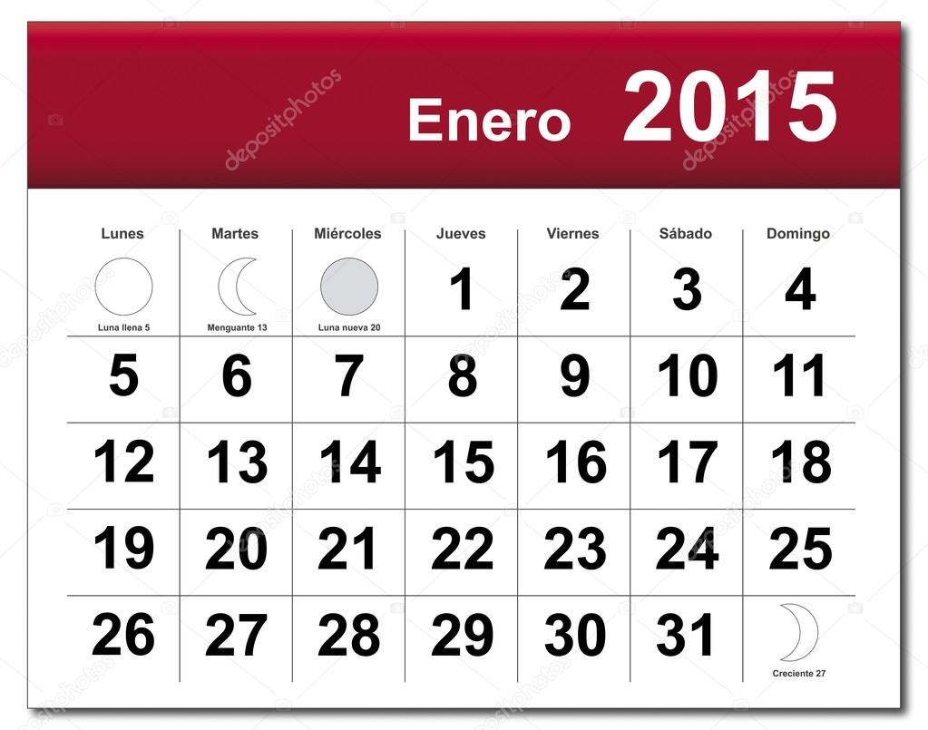 Versi Spanyol Dari Kalender Januari 2015 Vektor Stok Oleh Lutya 53750085