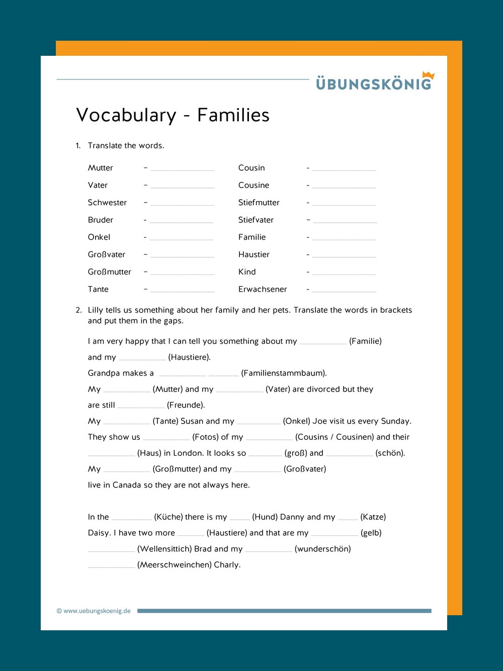 Vocabulary Vokabel bungen