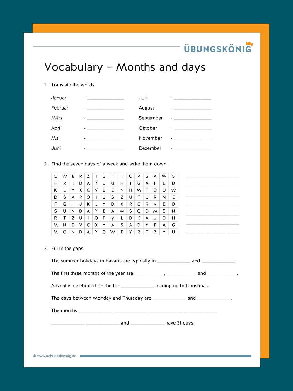 Vocabulary Vokabel bungen
