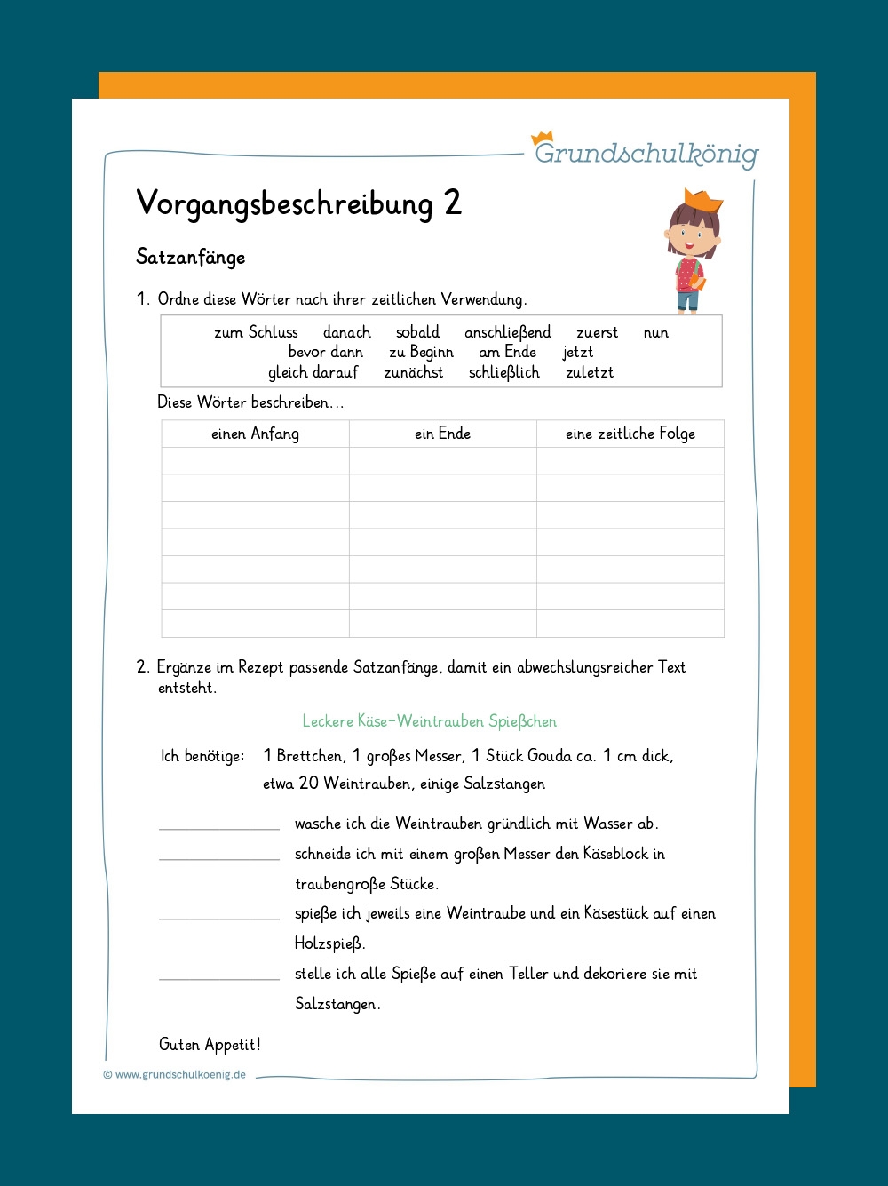 Vorgangsbeschreibung Deutsch 4 Klasse